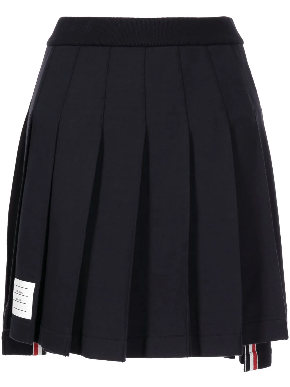Thom Browne Pleated Loopback Cotton Mini Skirt In Blau