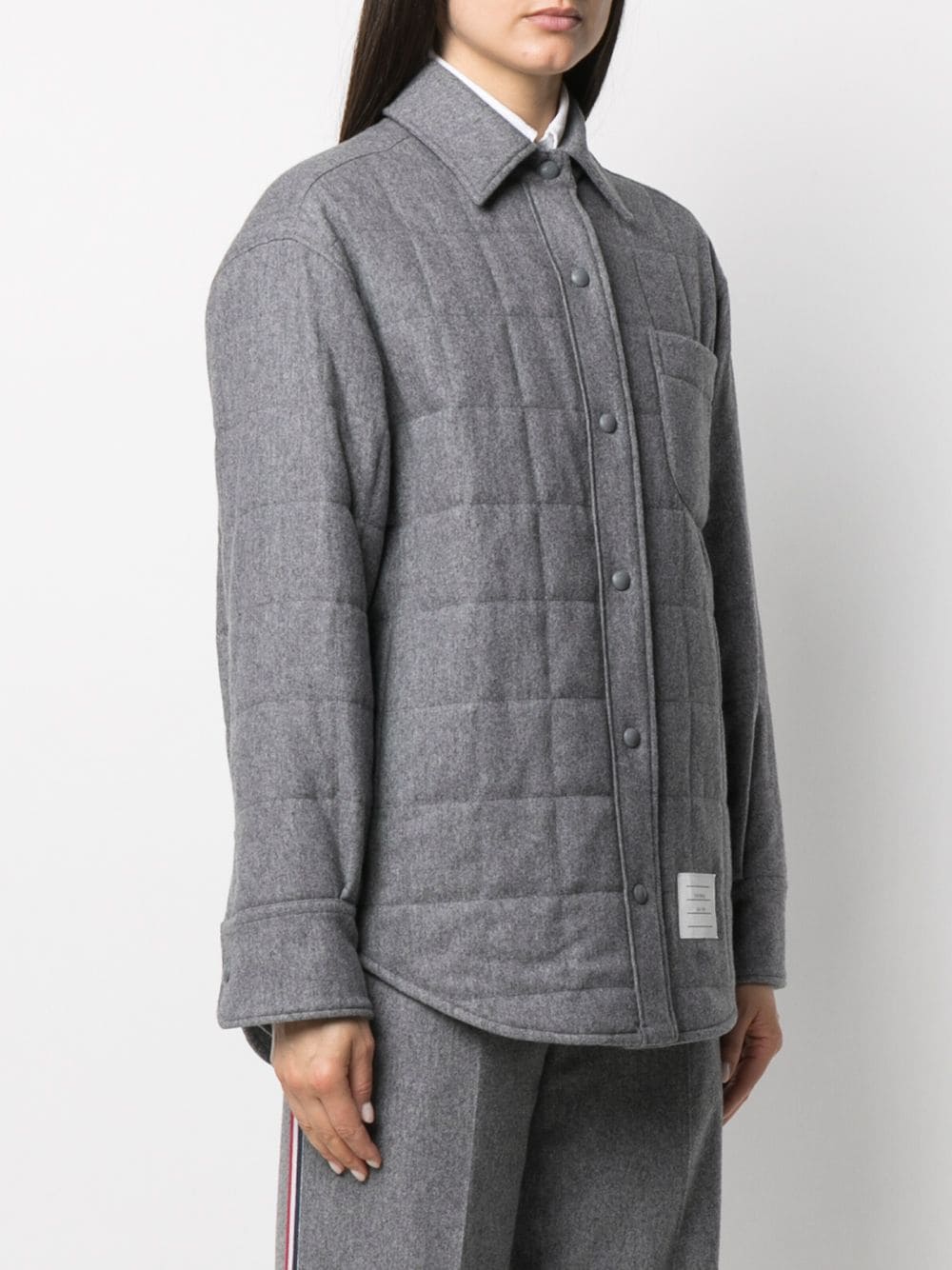 Shop Thom Browne Oversized Padded Shirt Jacket In Grau