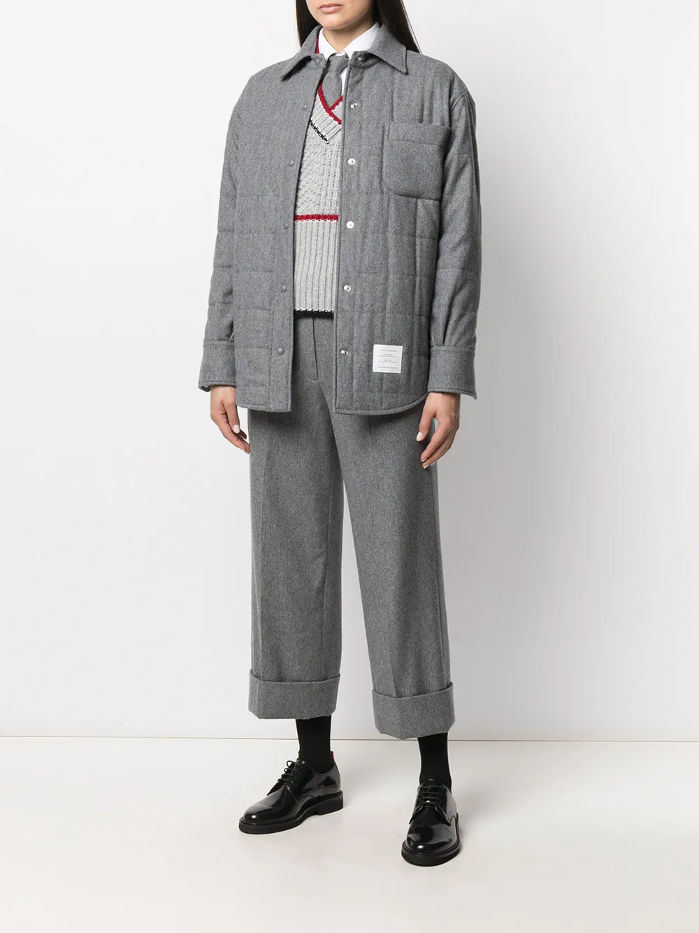 Shop Thom Browne Oversized Padded Shirt Jacket In Grau