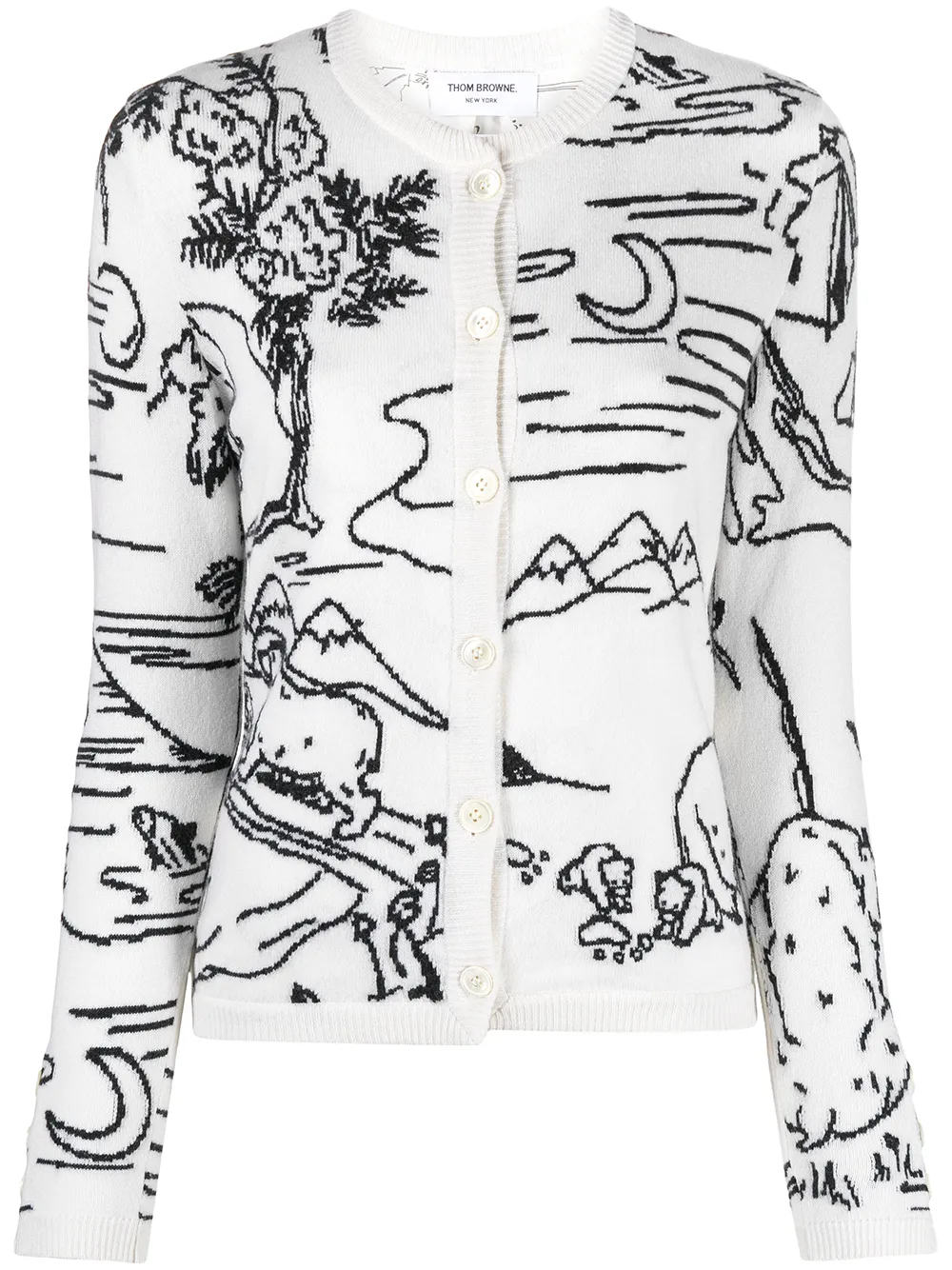 Thom Browne patterned intarsia-knit cardigan | White | Image 1