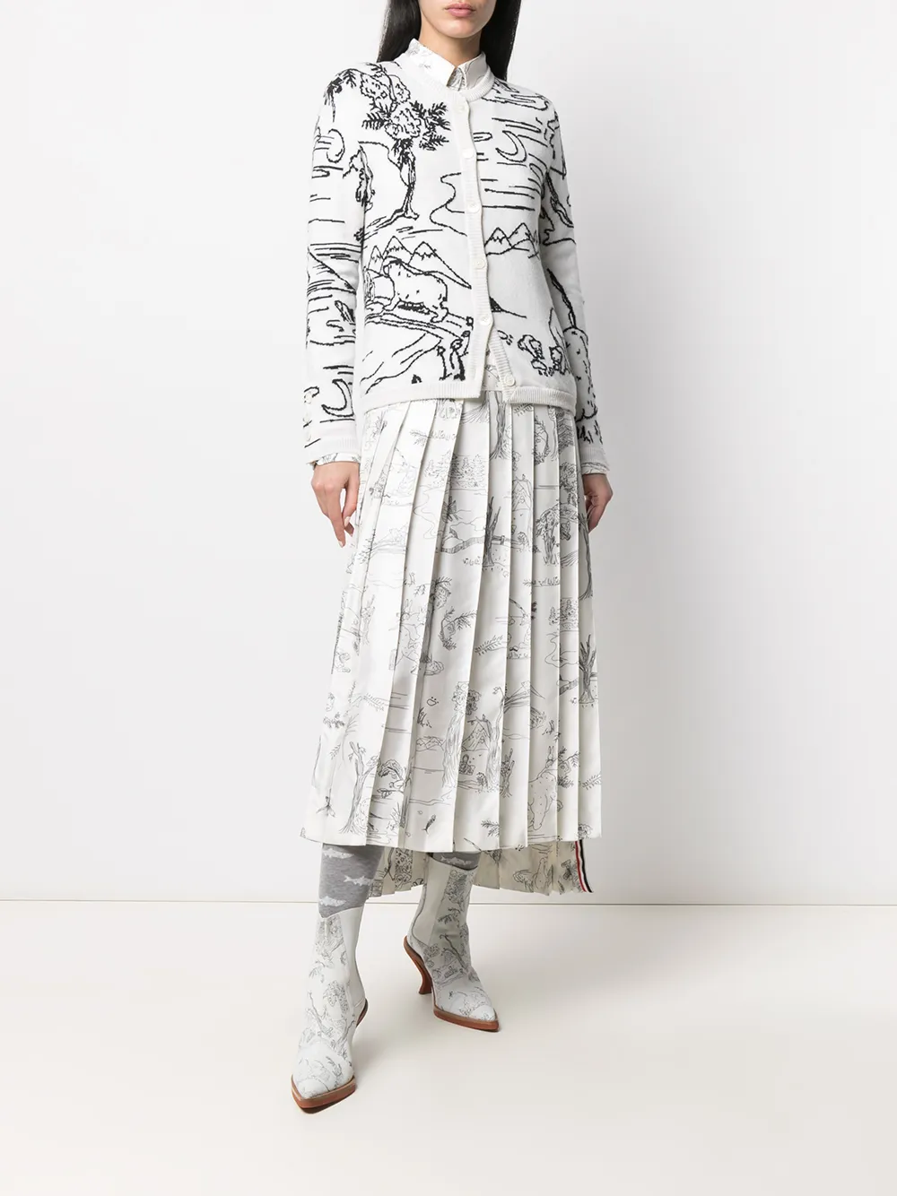 Thom Browne patterned intarsia-knit cardigan | Cardigans | Image 2