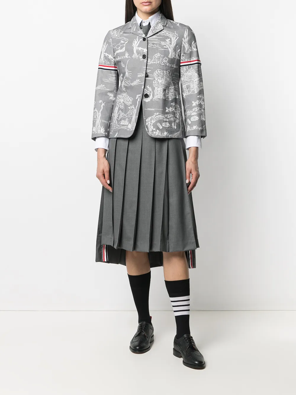 Image 2 of Thom Browne mix-print cotton blazer