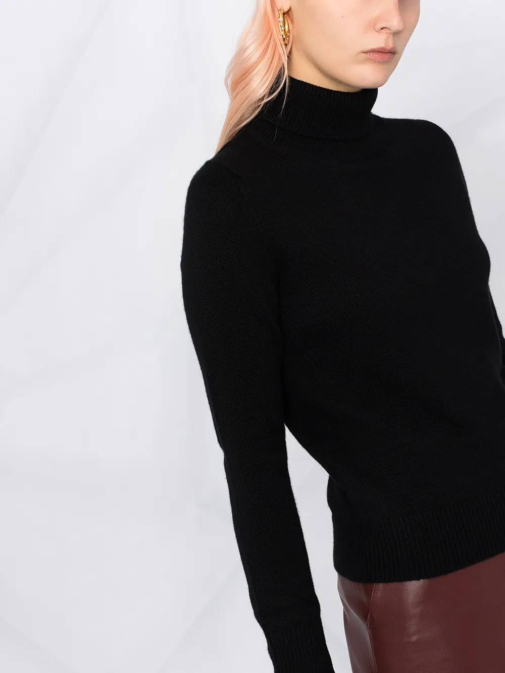 Shop Joseph Roll Neck Cashmere Jumper In Black