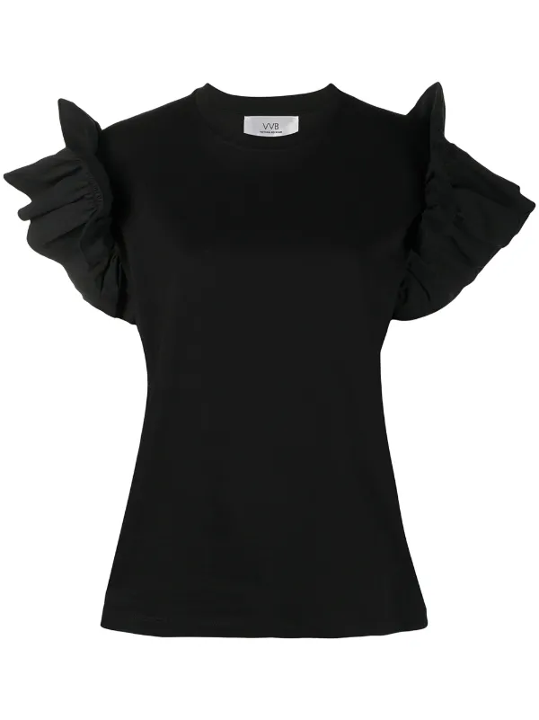 black ruffle sleeve top