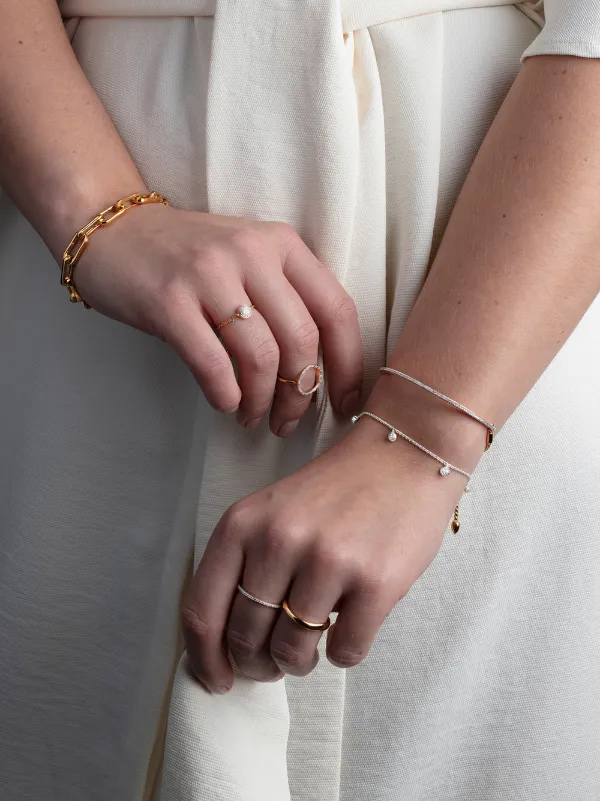 Monica Vinader Fiji Tiny Button Diamond Bracelet Silver FARFETCH AE
