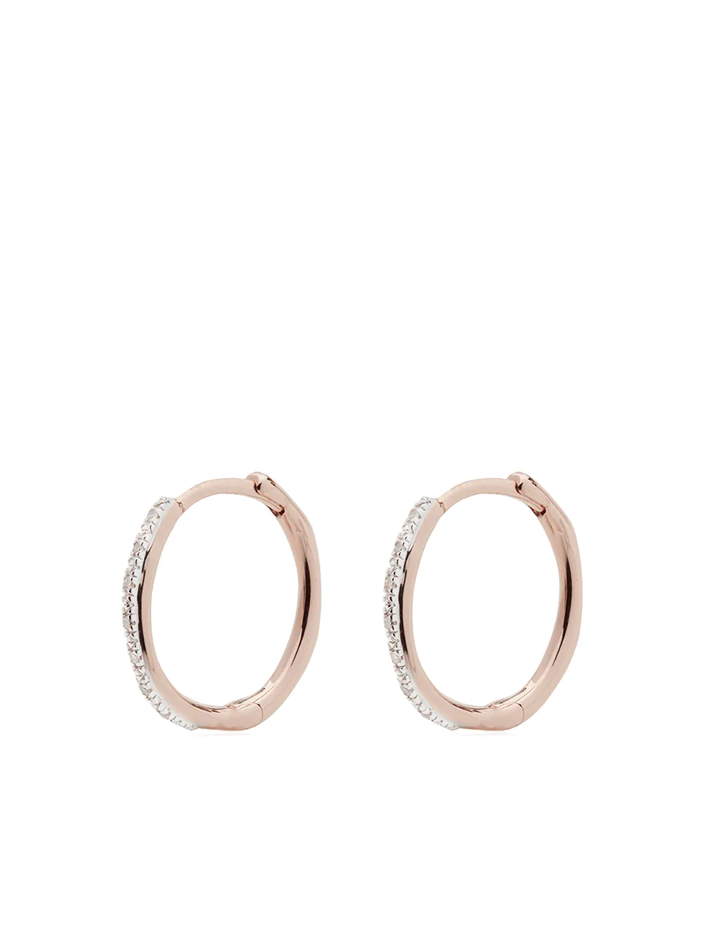 Monica Vinader 18kt Rose Gold Vermeil Riva Wave Hoop Diamond Earrings In Pink