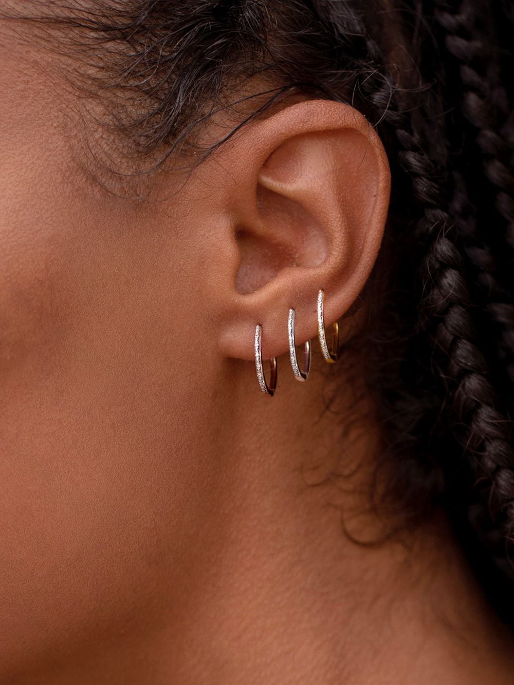 Image 2 of Monica Vinader Riva Wave Medium Hoop diamond earrings