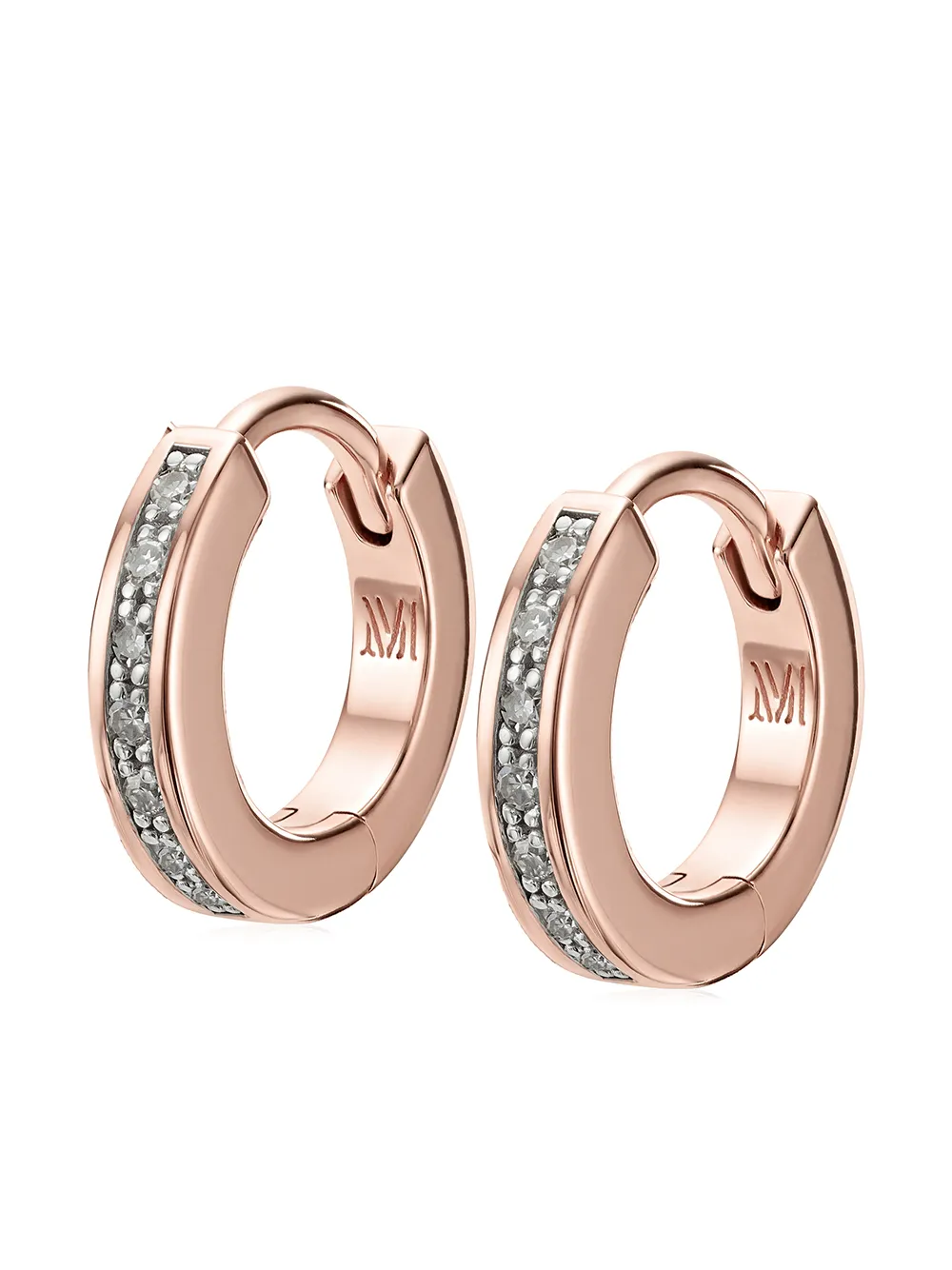 

Monica Vinader aretes huggies con diamantes - Rosado