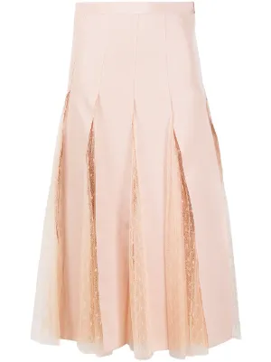 mid length pleated skirts red