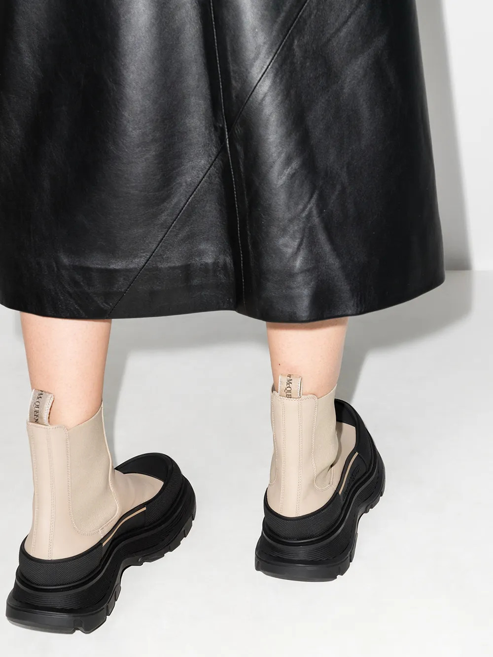 alexander mcqueen black tread slick chelsea boots