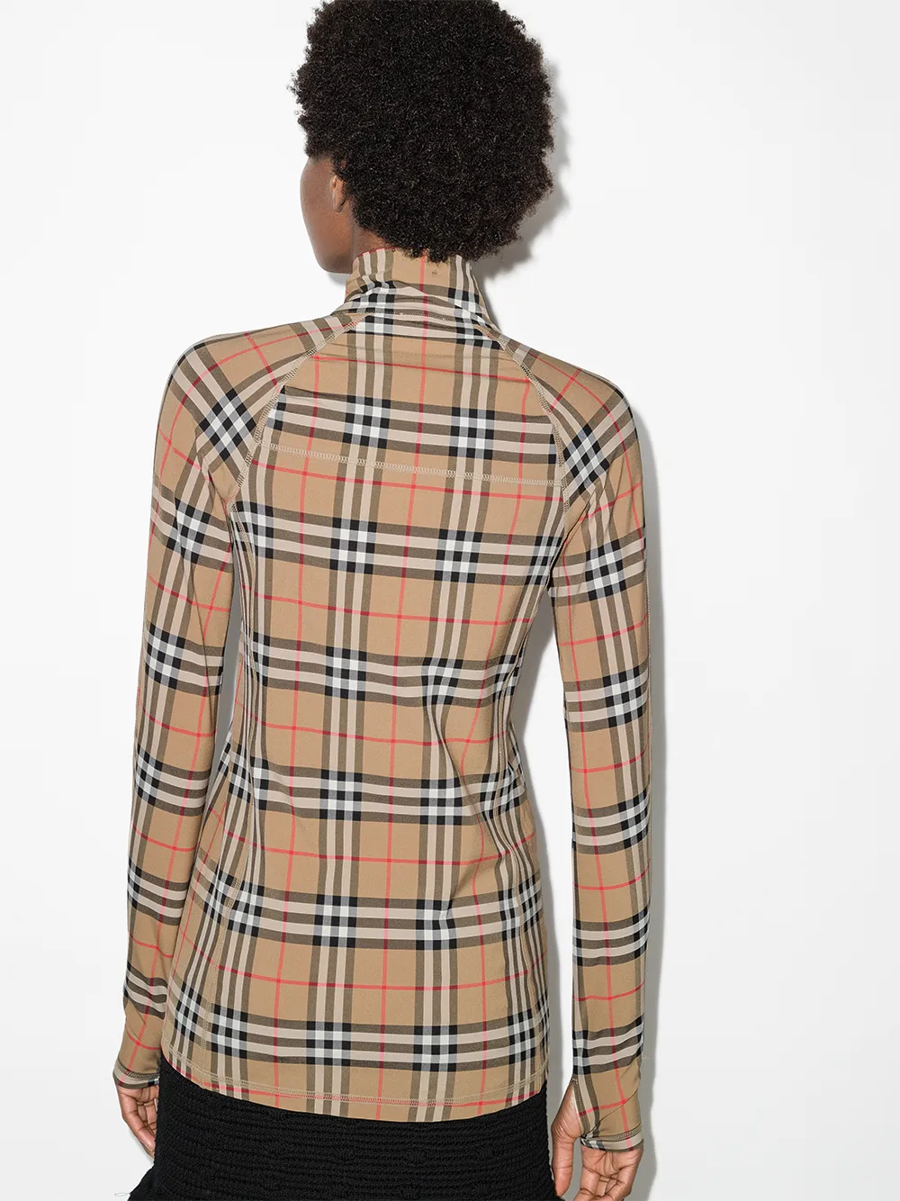 фото Burberry топ в клетку vintage check с высоким воротником