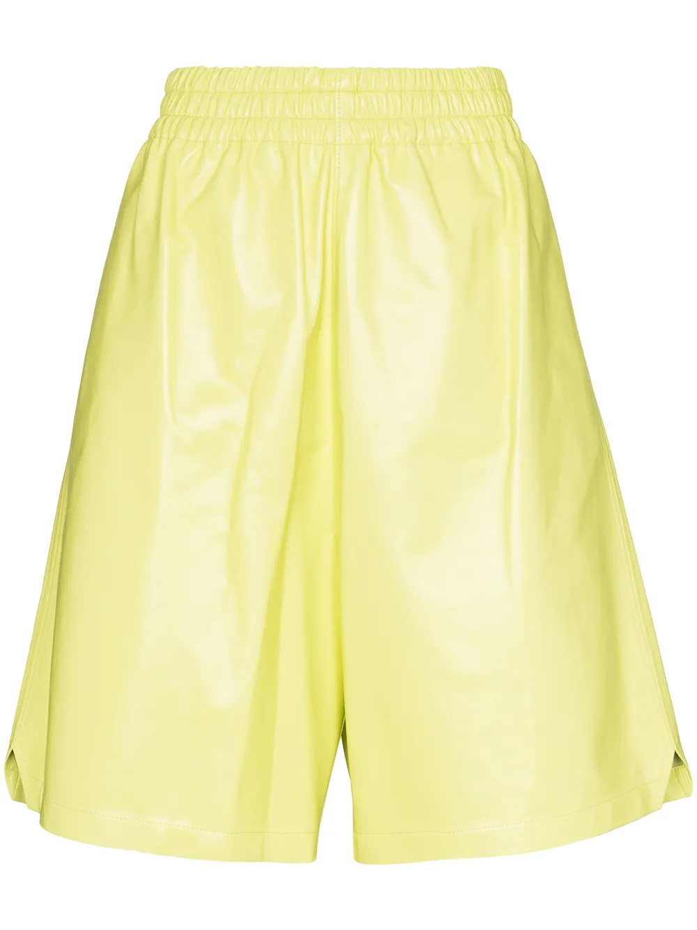Bottega Veneta High Waisted Bermuda Shorts In Leather In Green