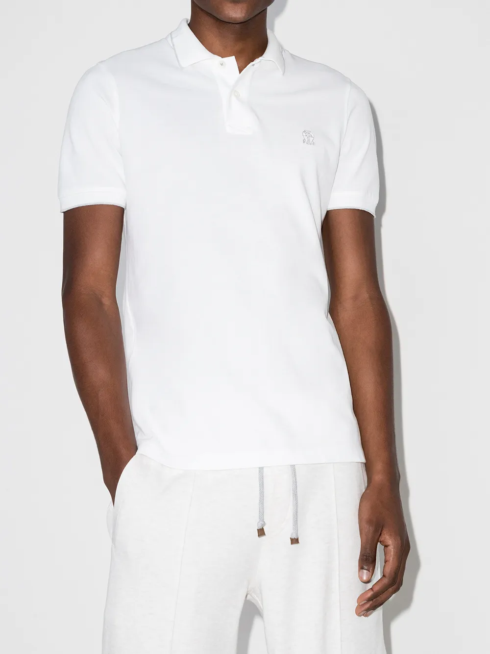 Brunello Cucinelli Poloshirt met geborduurd logo - Wit