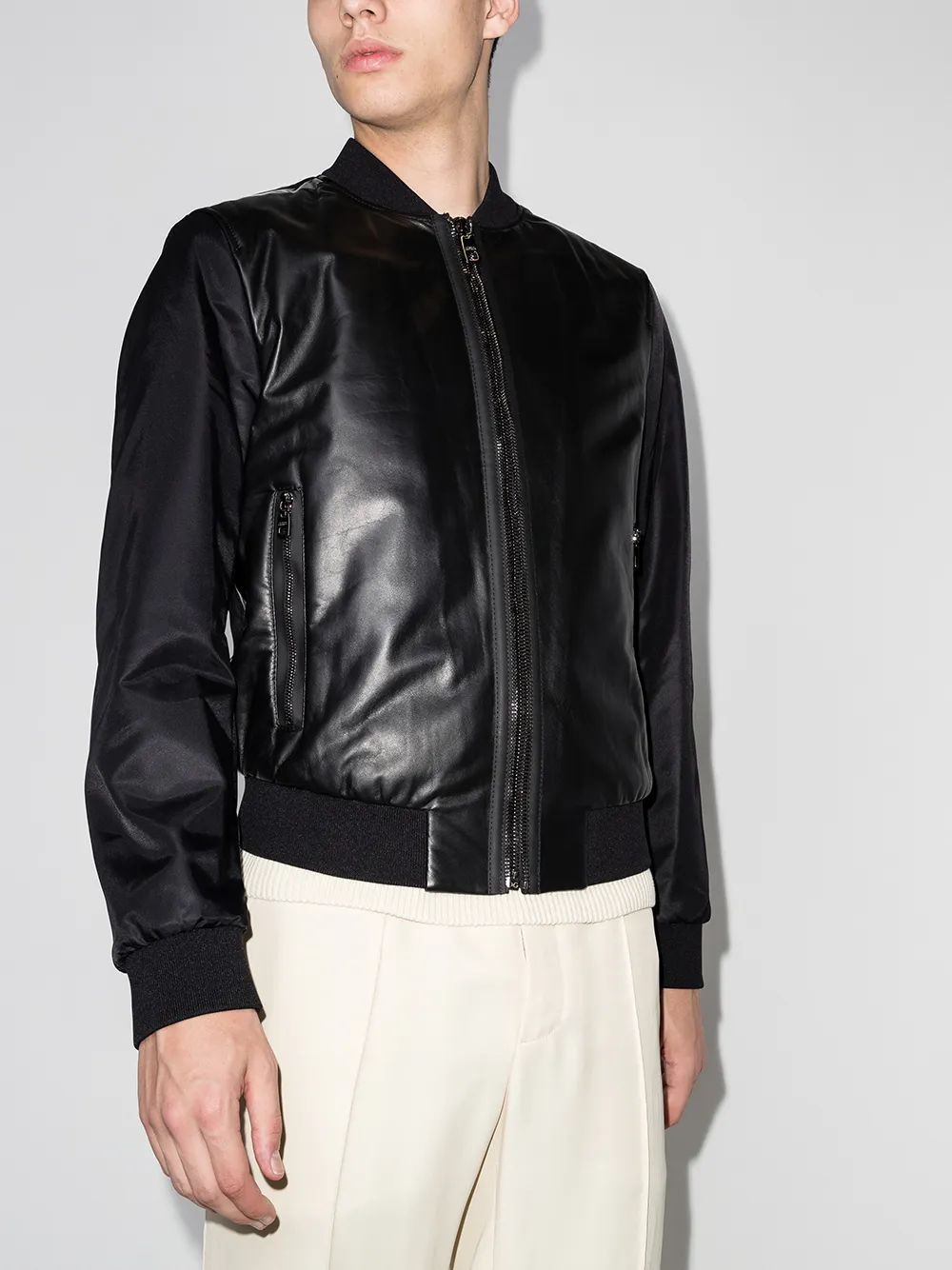 Dolce & Gabbana Bomberjack met vlakken - Zwart