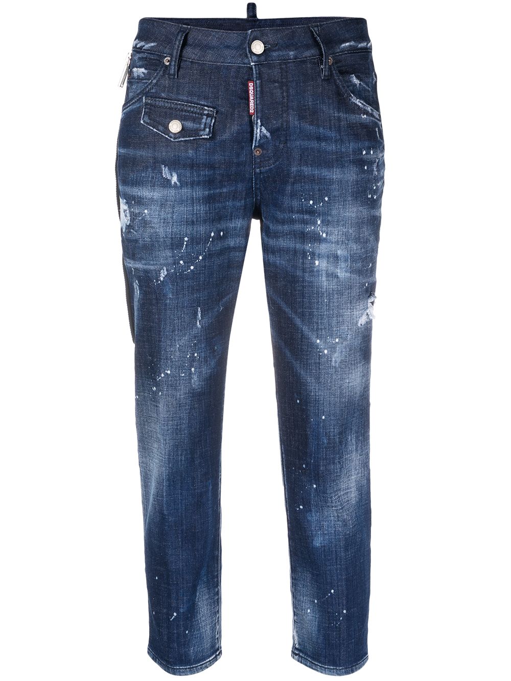 фото Dsquared2 укороченные джинсы с эффектом потертости