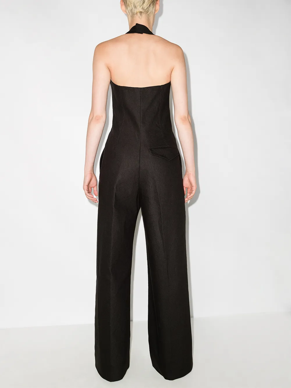 фото Bottega veneta льняной комбинезон с вырезом халтер