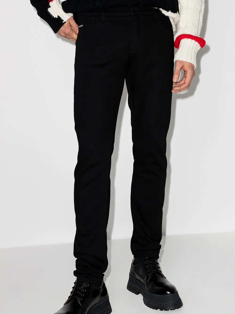 фото Dolce & gabbana узкие джинсы с нашивкой-логотипом