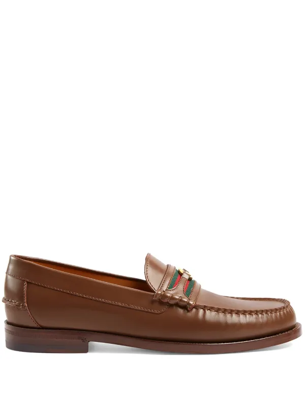 Gucci Kaveh Leather Loafers - Brown - Loafers