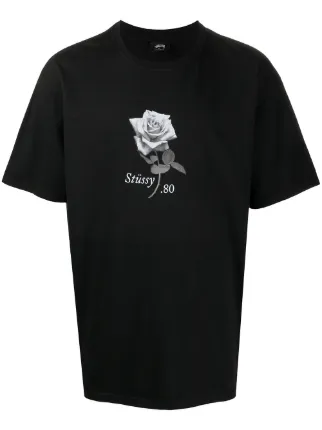 Stussy rose-print Crew Neck T-shirt 