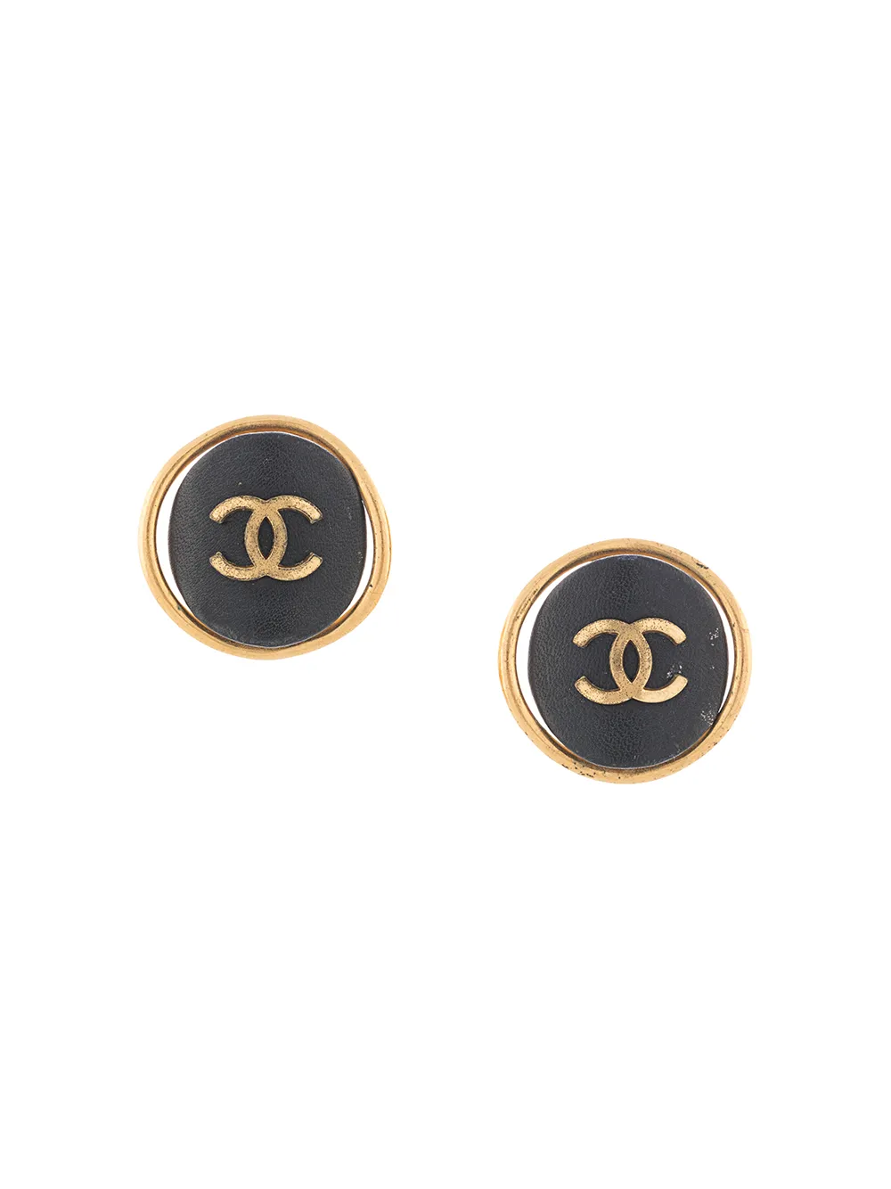 

Chanel Pre-Owned aretes de botón con logo CC 1993 - Negro