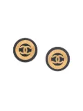 CHANEL Pre-Owned 1990s CC button clip-on earrings - Black