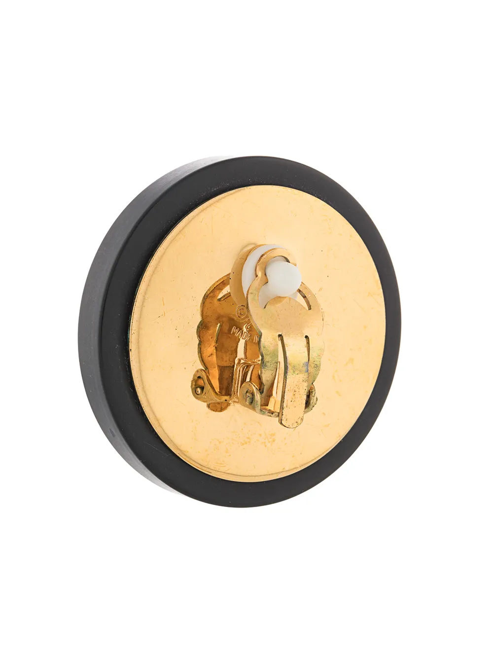 Pre-owned Chanel 1990s Cc Button Clip-on Earrings In Black