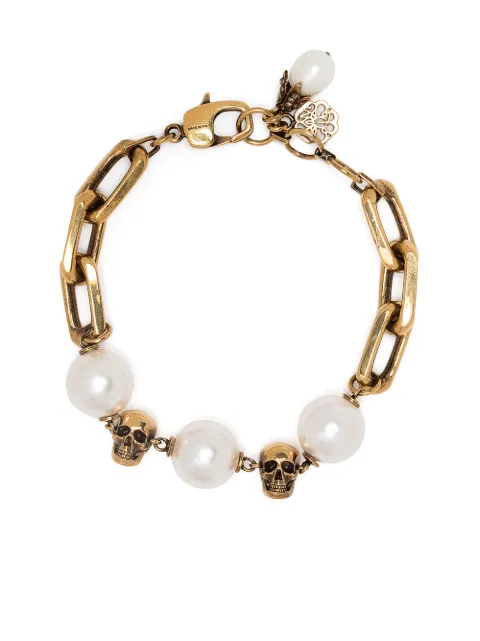 Alexander McQueen pearl-embellished skull bracelet Women