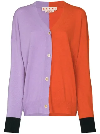 Marni orange \u0026 purple panelled V-neck 