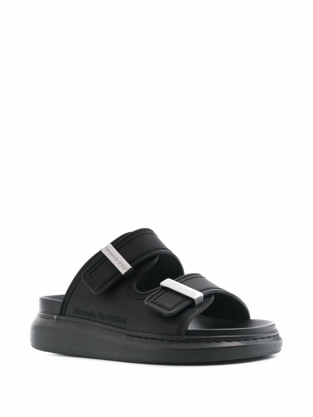 Shop Alexander Mcqueen Hybrid Flatform Sandals In Black