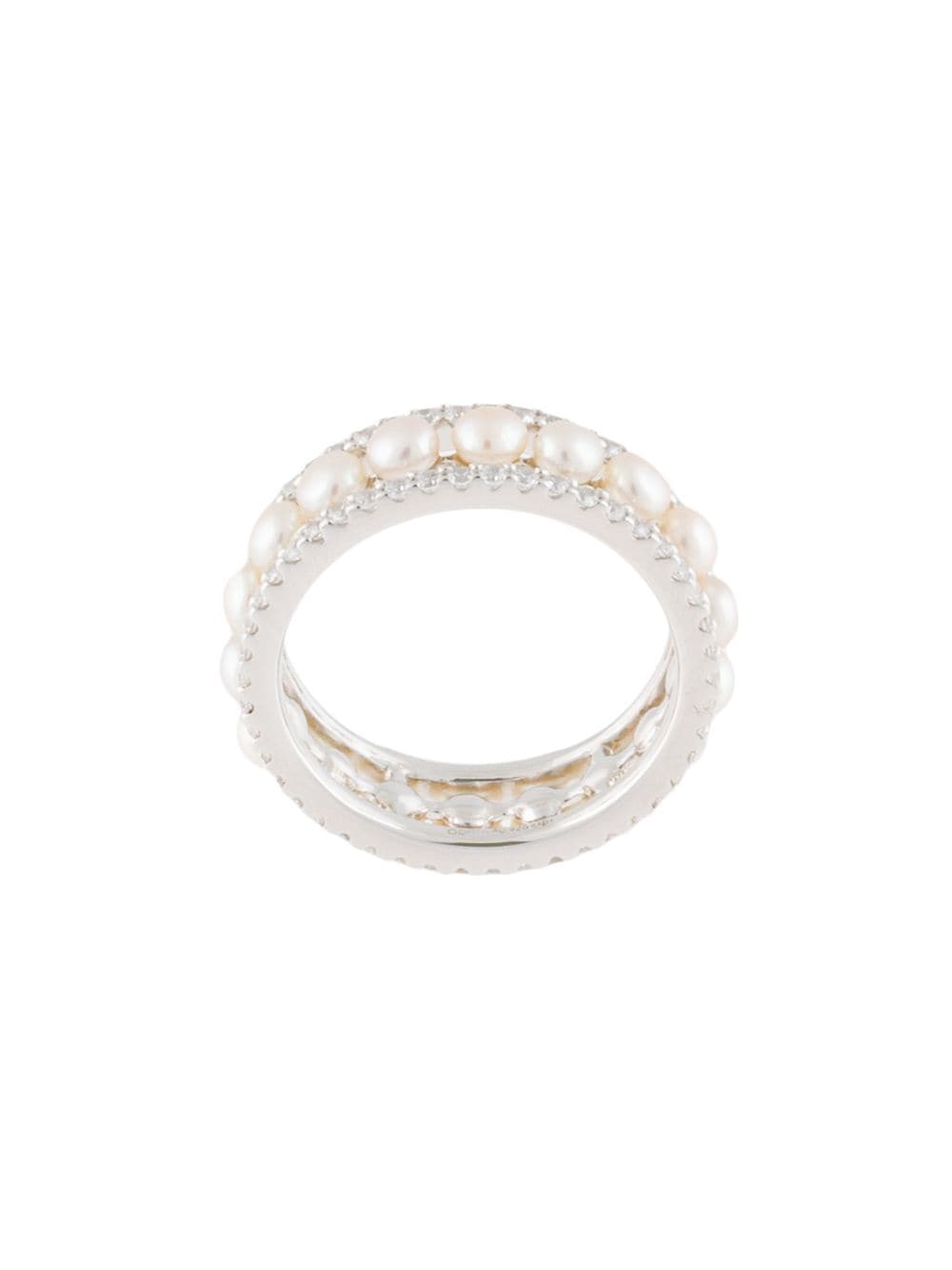 Shop Apm Monaco Romance Pearl-embellished Ring In Silver
