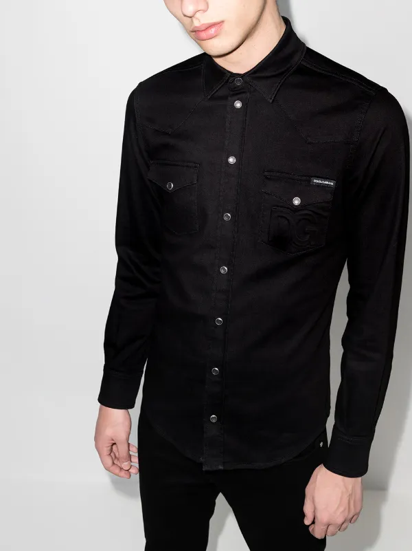 Gabbana embossed-logo long-sleeve shirt 