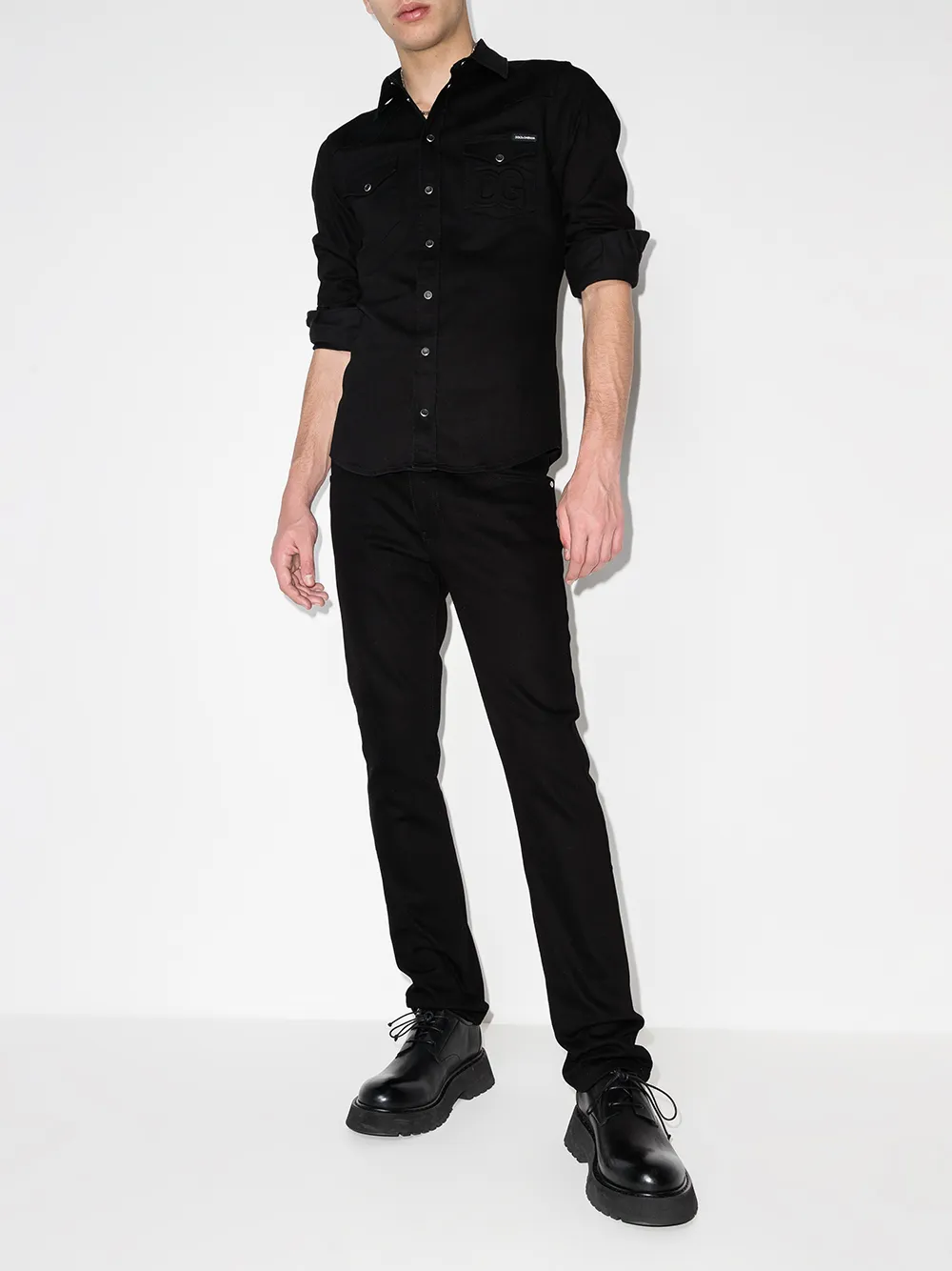 фото Dolce & gabbana рубашка с длинными рукавами и тисненым логотипом