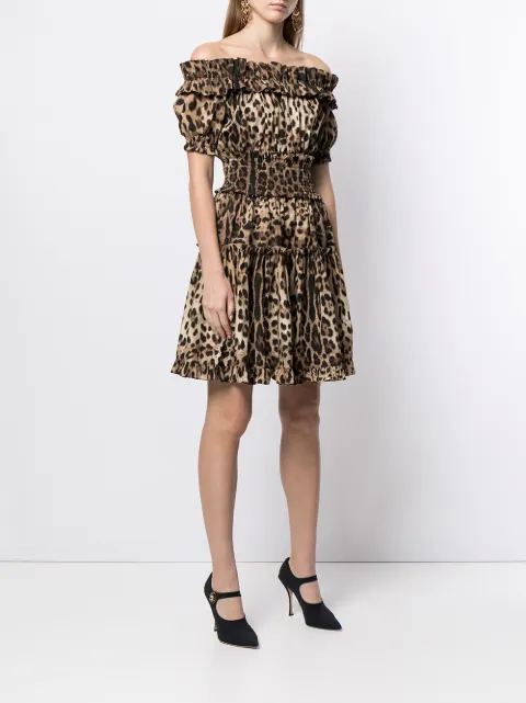 Dolce & Gabbana leopard-print short dress F6A0UTHS5E3 - 2