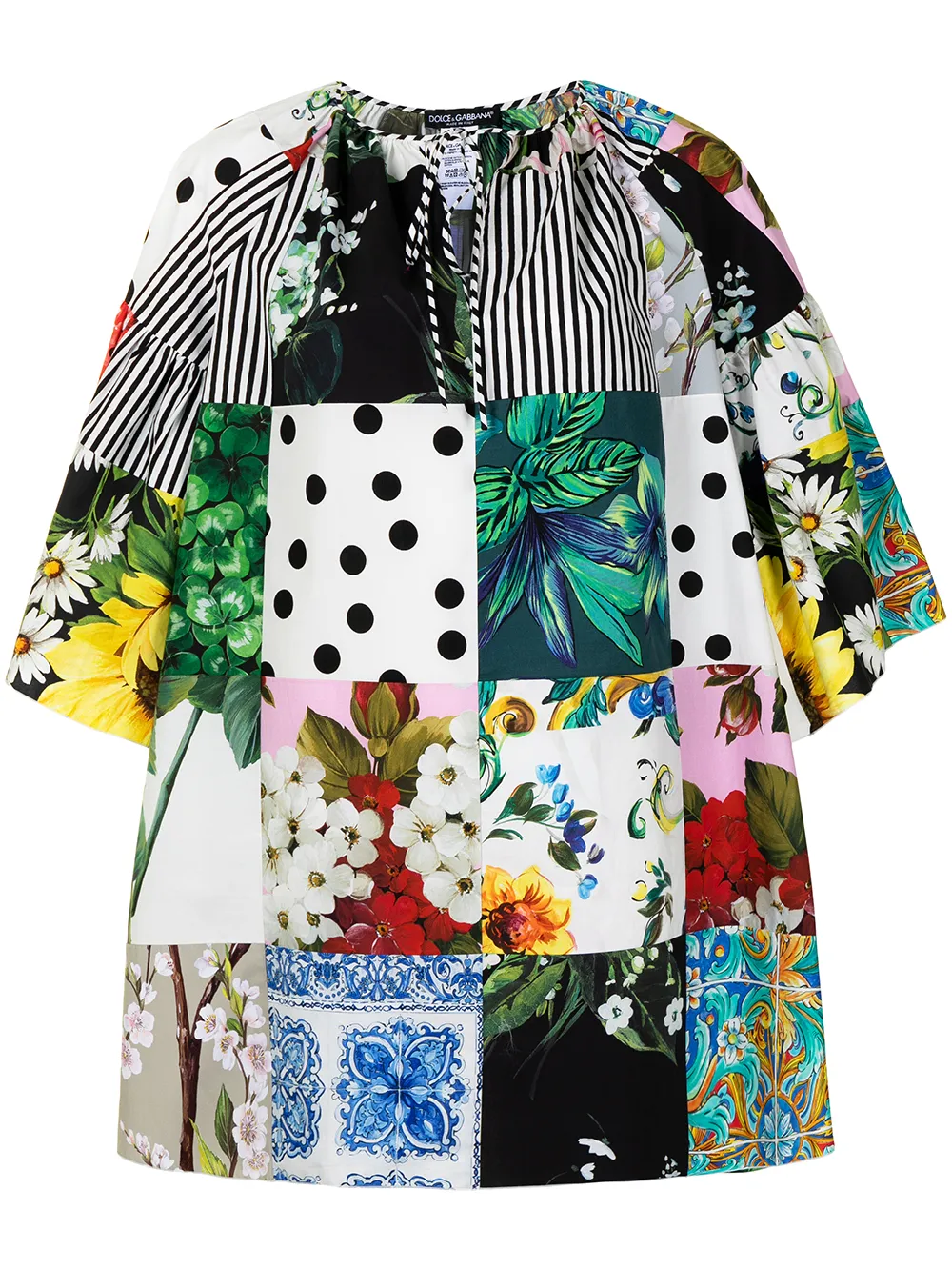 фото Dolce & gabbana платье мини в технике пэчворк