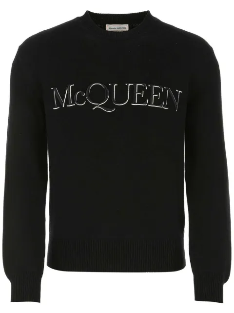 Alexander McQueen logo-embroidered knitted jumper Men