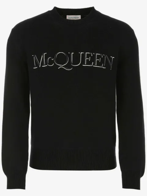 Alexander McQueen logo-embroidered knitted jumper