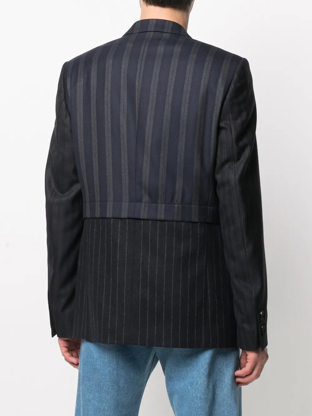 Pre-owned Walter Van Beirendonck Pinstripe-panel Blazer In Blue