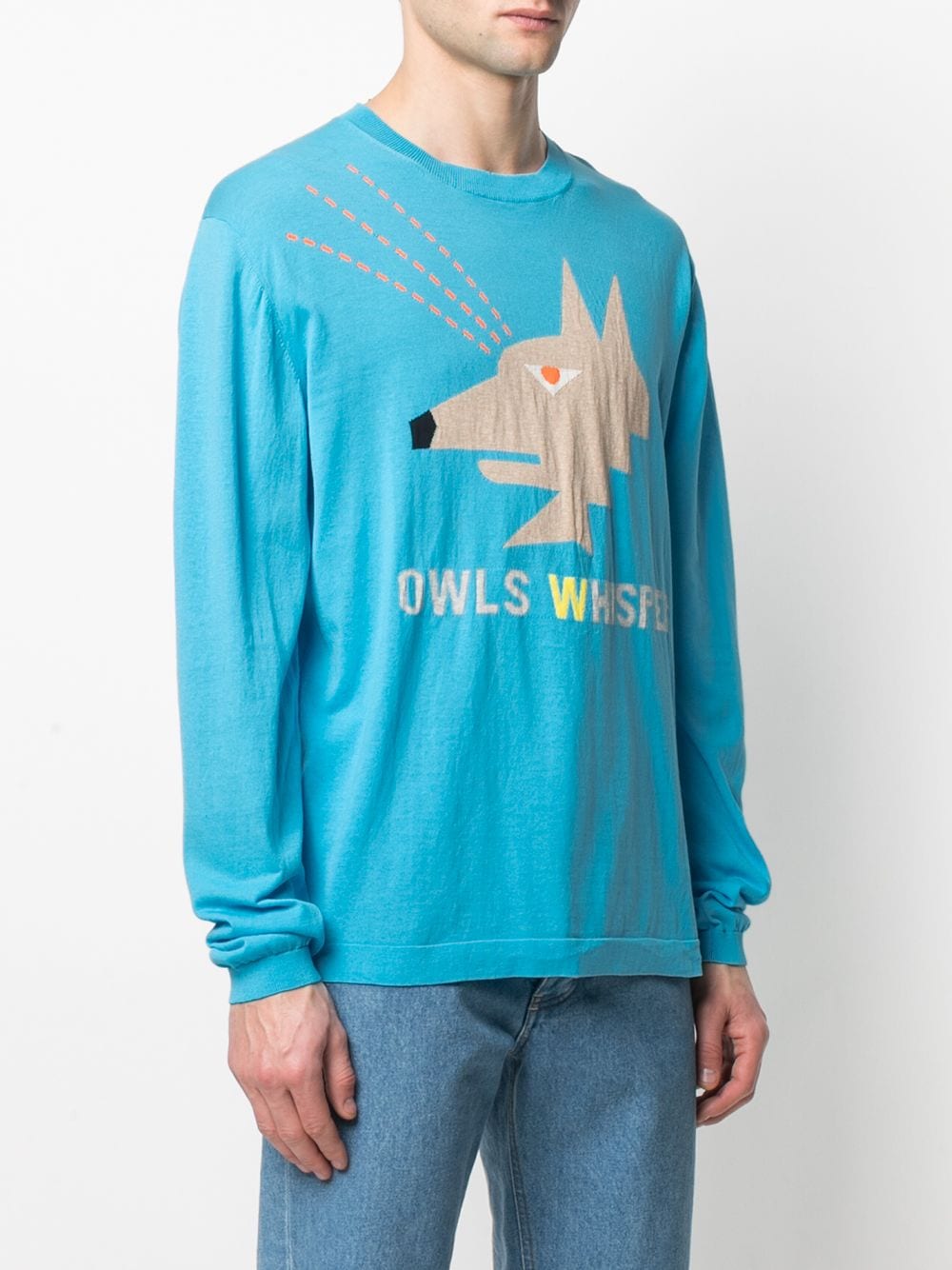 Pre-owned Walter Van Beirendonck Owl Knitted Long-sleeved T-shirt In Blue