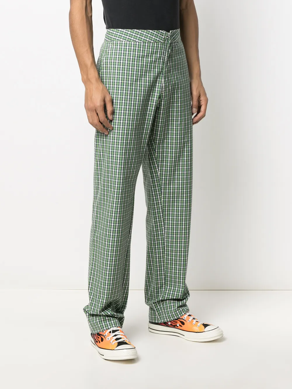 Pre-owned Walter Van Beirendonck Royal Check Straight-leg Trousers In Green