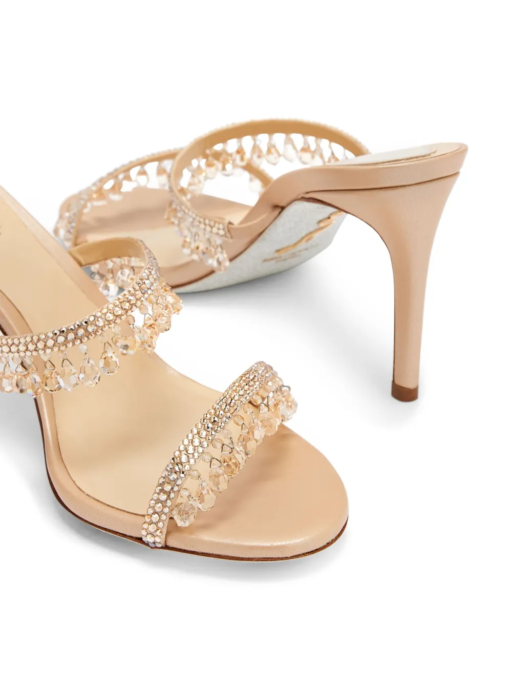 René Caovilla 80mm Chandelier mules Neutrals