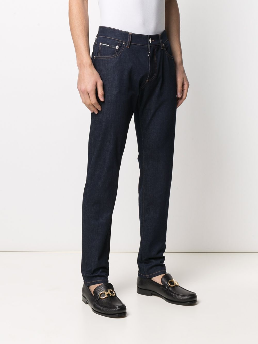 Shop Dolce & Gabbana Dg Embossed Slim Fit Jeans In Blue