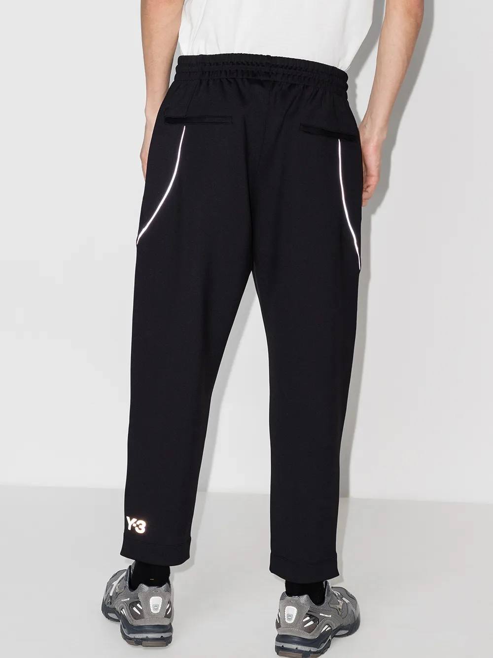 фото Y-3 спортивные брюки с кулиской и светоотражающим логотипом