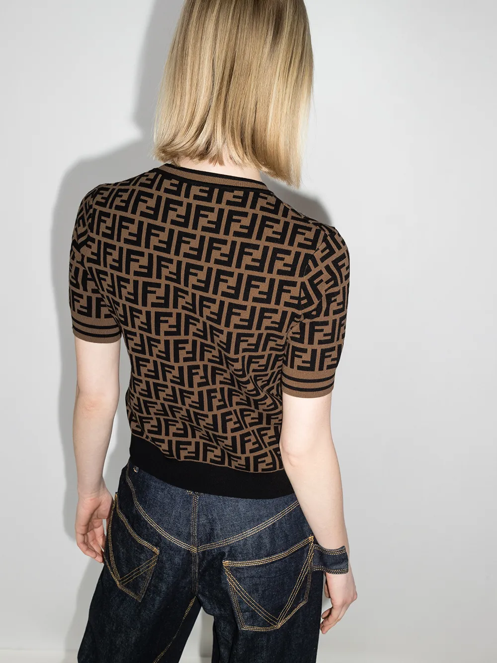 фото Fendi трикотажный топ с логотипом ff
