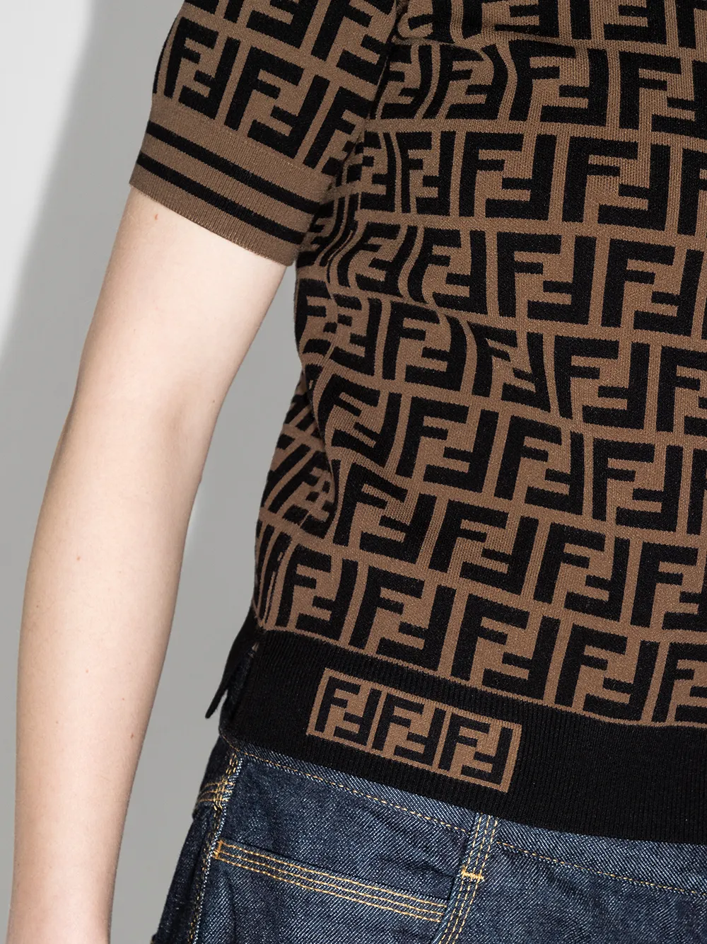 фото Fendi трикотажный топ с логотипом ff
