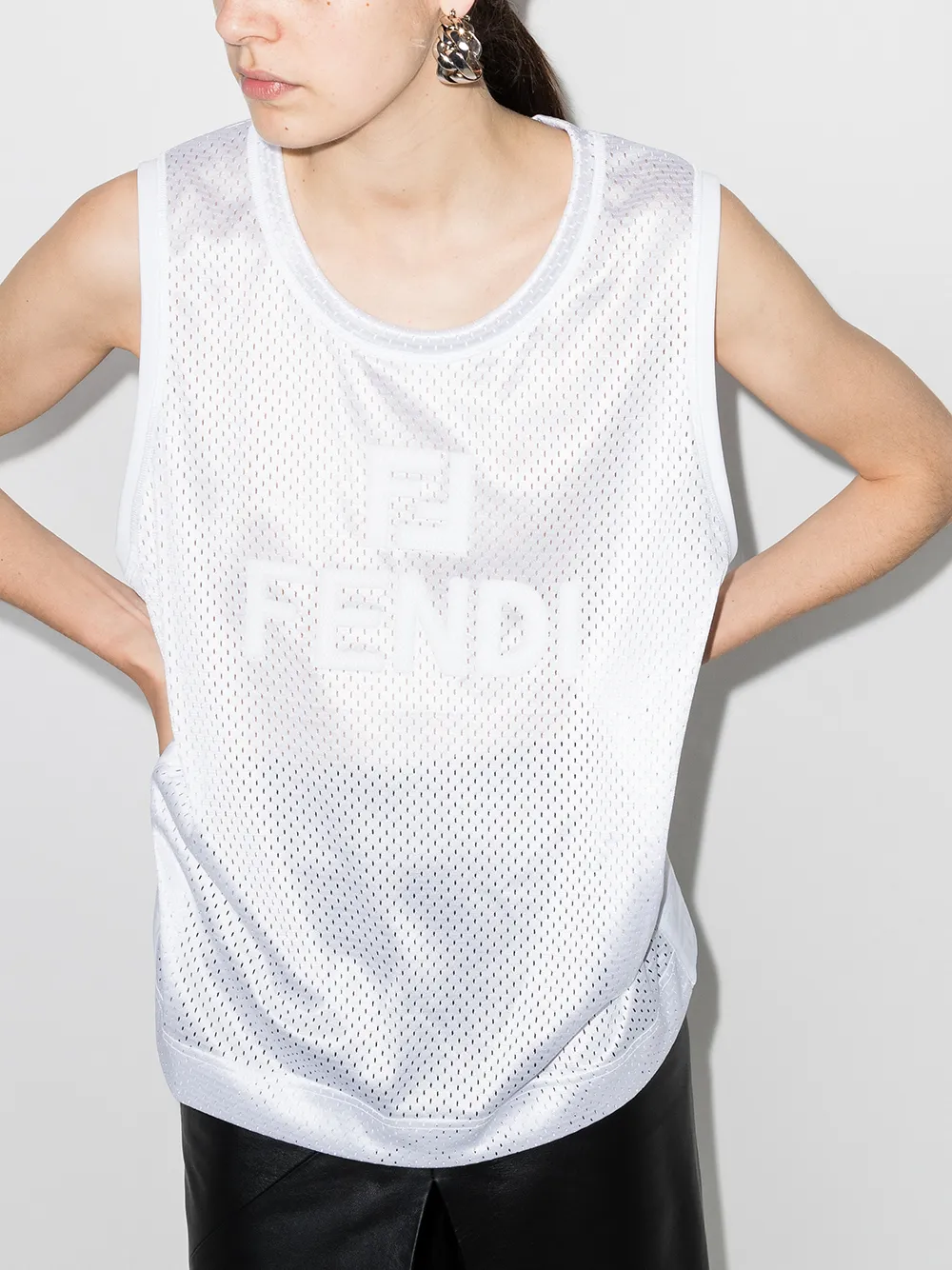 фото Fendi сетчатый топ fendirama без рукавов