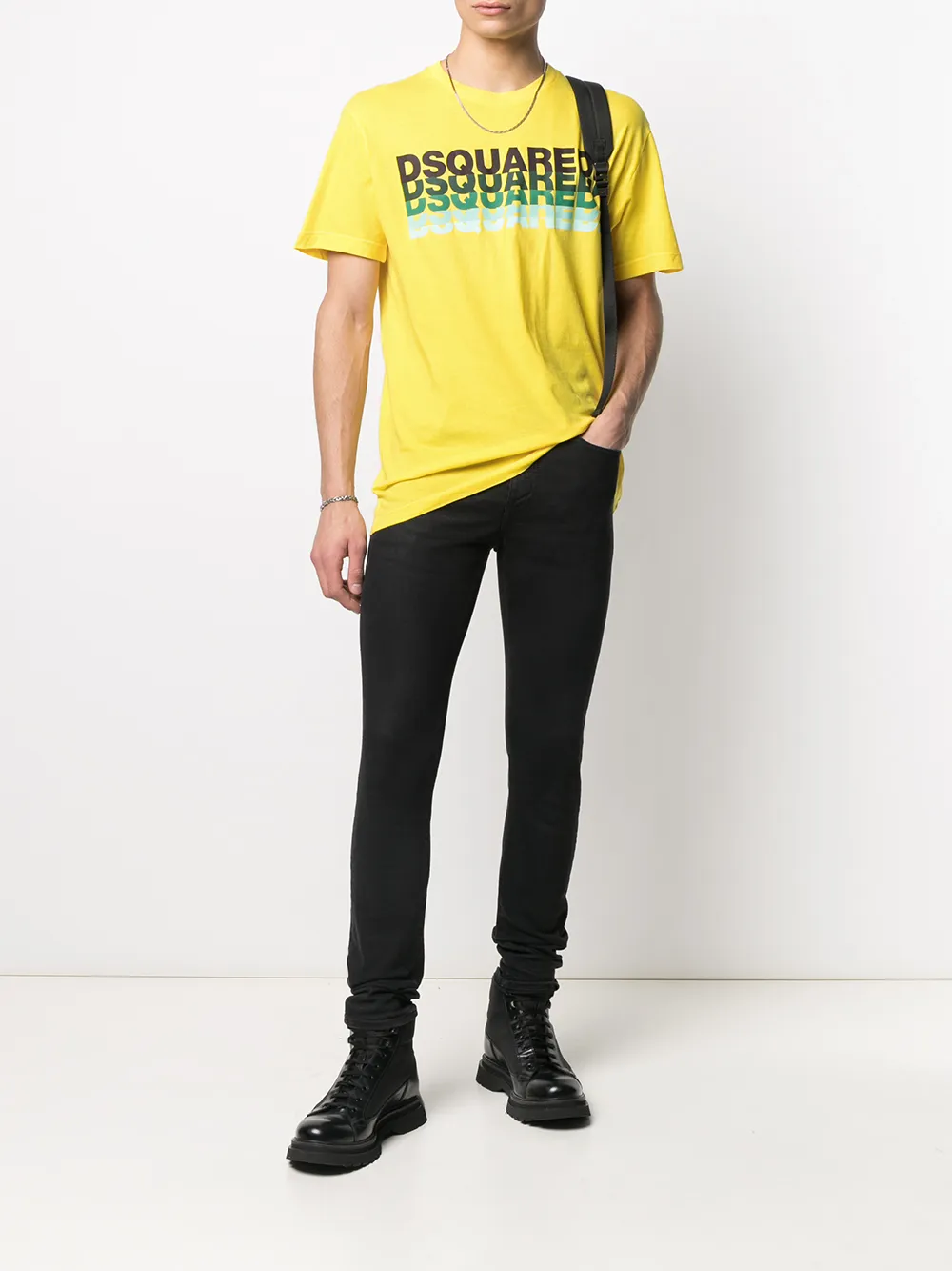 Dsquared2 T-shirt met logoprint - Geel