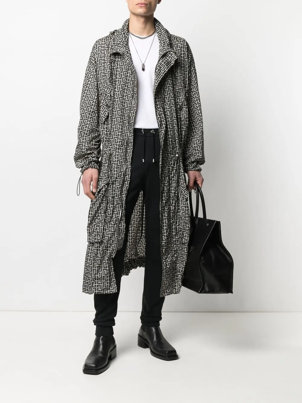 Balmain Monogram-print hooded raincoat | Raincoats | Image 2