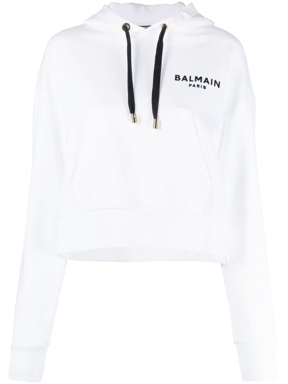 Image 1 of Balmain cropped flocked logo hoodie