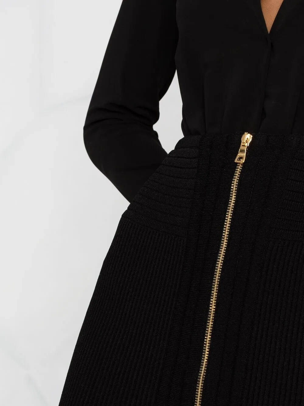 фото Balmain юбка в рубчик на молнии