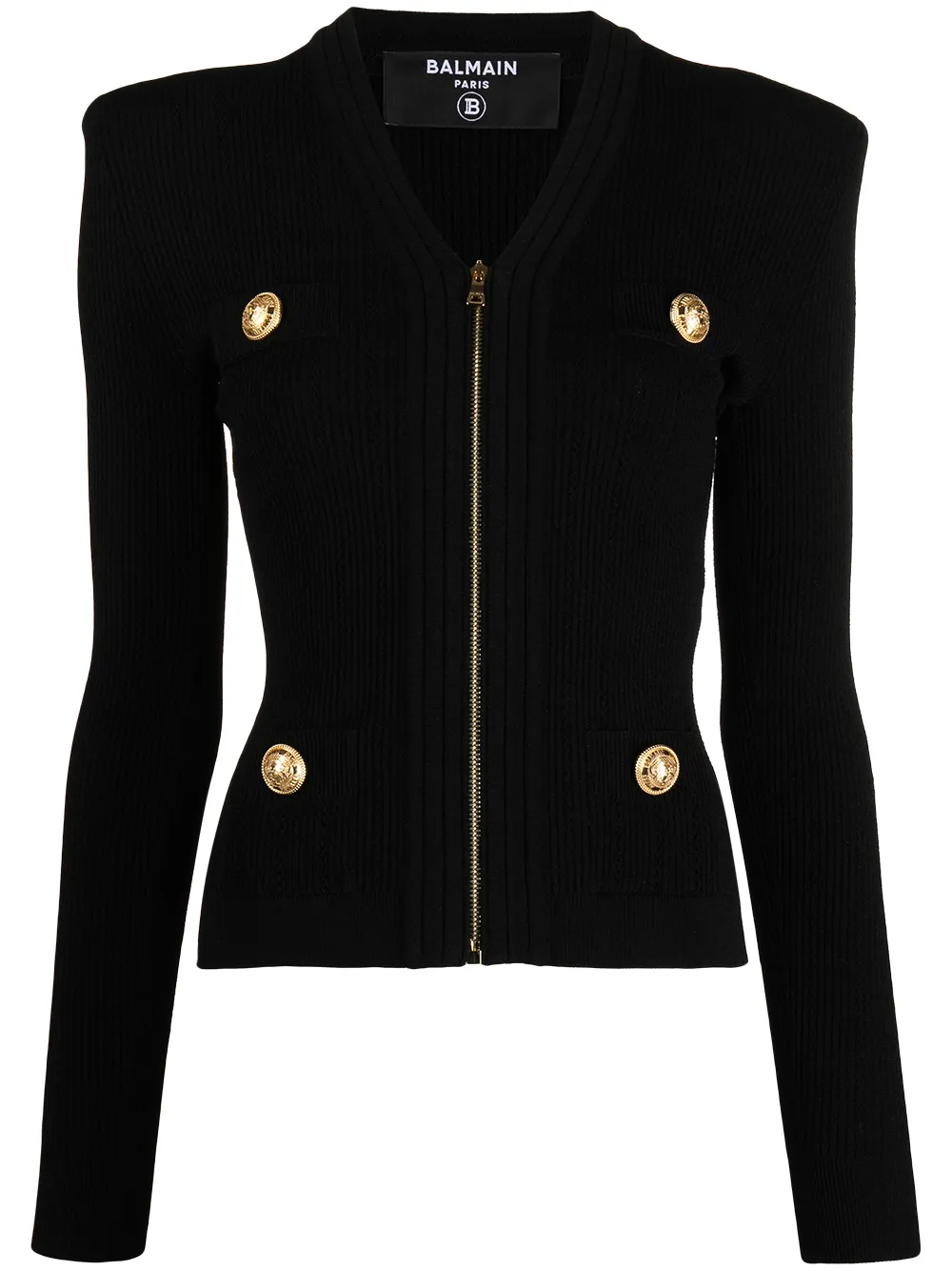 

Balmain zipped ribbed-knit jacket - Black